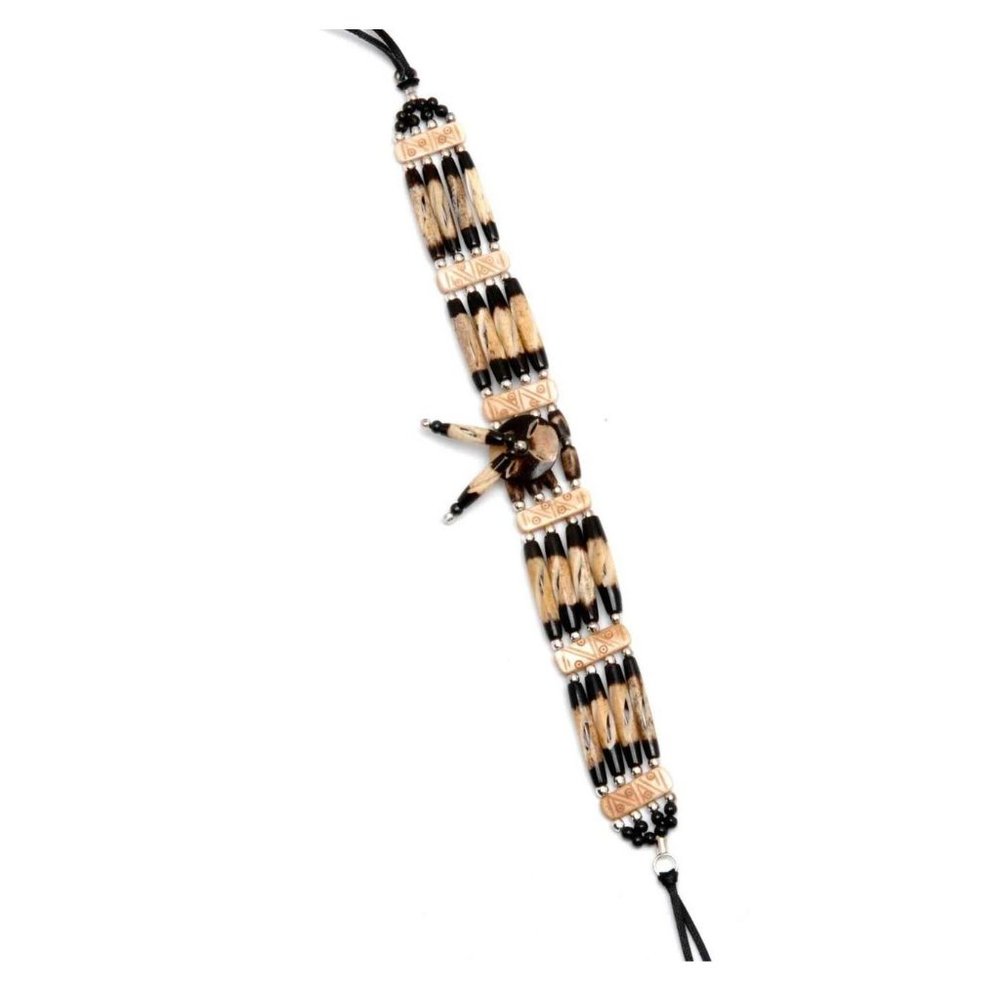 Buffalo Bone 4 Line Choker Bone Beaded Native American Necklace Antique